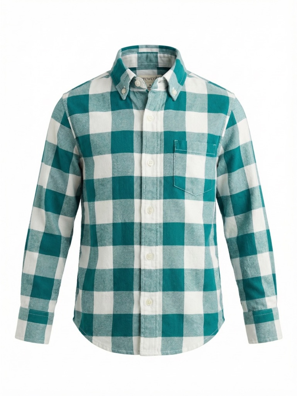Crewcuts J.Crew Boys Teal White Buffalo Check Button Down Shirt Size 4-5 Spring